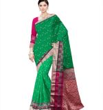 :   Woven  Cotton Soft  Saree (Green & Dark Pink)