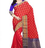 Woven  Cotton Soft  Saree (Red &Blue)