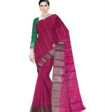 :   Woven  Soft  Cotton Saree New (Green & Pink )