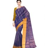 Woven  Soft  Cotton Saree New ( Dark Blue )