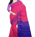 Woven  Soft  Cotton Saree New ( Pink & Blue )