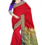 Woven  Soft  Ston work  Saree New ( Red & Blue )