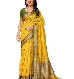 Sidhidata Women's Cotton Silk Jacquard Boardered Saree With Unstitched Blouse Piece (Kalyani)