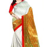 Banarasi Art Silk Saree  (Red, White)