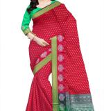 Banarasi Satin, Silk Blend Saree  (Red)
