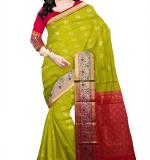 Embellished Kanjivaram Silk Blend Saree  (Multicolor, Yellow, pink)