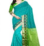 Women's Banarasi Poly Silk Saree (Blue & Green )