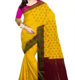 Handloom Pure Cotton Pallu Design Tangail Saree Pink&Yellow