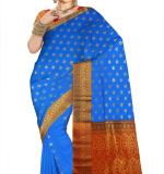 : Golden zari Butta with blouse piece for womens Blue