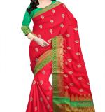 :   Woven Kanjivaram Cotton Silk Saree  (Red)