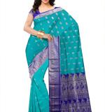 Woven Kanjivaram Cotton Silk Saree  (Blue)