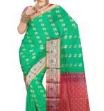 Woven Kanjivaram Cotton Silk Saree  (Green)