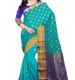 :   Woven Kanjivaram Cotton Silk Saree  (Green & Blue )