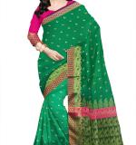 :   Woven Kanjivaram MOON Cotton Silk Saree  (Green & Pink)