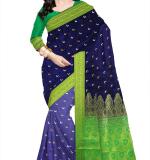 Woven Kanjivaram Moon Cotton Soft  Saree (Blue & Green)