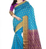 Woven tamilnadu Cotton Soft  Saree (Blue & Dark Pink)
