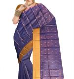 Woven  Soft  Cotton Saree New ( Dark Blue )