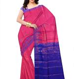 Woven  Soft  Cotton Saree New ( Pink & Blue )