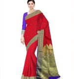Woven  Soft  Ston work  Saree New ( Red & Blue )