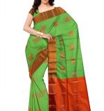 Woven  Soft  soft  Cotton  Saree New ( Green & Coper )
