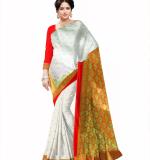 Banarasi Art Silk Saree  (Red, White)