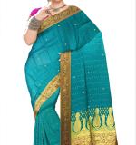 Kanjivaram Silk Blend Saree (Green )