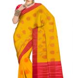 :  Pure Cotton Saree  (Yellow, Red)