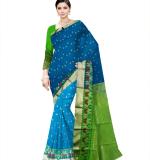 Butta With Bold Paisley Printed Pallu (Blue&Green)