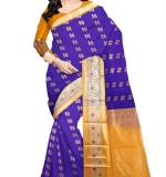 : Saree with Patterned Weave  (Blue&Gold)