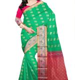 Woven Kanjivaram Cotton Silk Saree  (Green)