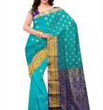 :   Woven Kanjivaram Cotton Silk Saree  (Green & Blue )