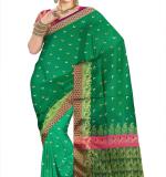 :   Woven Kanjivaram MOON Cotton Silk Saree  (Green & Pink)