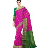 Woven Kanjivaram Cotton Soft  Saree (Pink&Green)