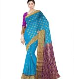 Woven tamilnadu Cotton Soft  Saree (Blue & Dark Pink)