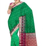 :   Woven  Cotton Soft  Saree (Green & Dark Pink)