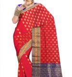 Woven  Cotton Soft  Saree (Red &Blue)
