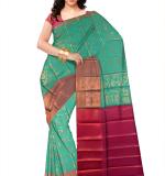 Woven  Soft  Cotton Saree New (Green Dark  & Pink )