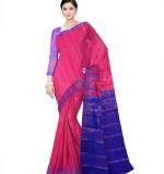 Woven  Soft  Cotton Saree New ( Pink & Blue )