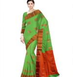Woven  Soft  soft  Cotton  Saree New ( Green & Coper )