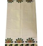 Kuthampully Kerala Saree |Traditional South Indian Sarees | Onam Tissue Cotton Kasavu Saree |Authentic South Cultural Sarees With Running Blouse | Mural Hand Printed Kasavu Saree | Ekm-798