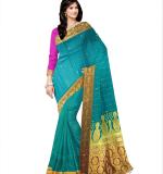 Kanjivaram Silk Blend Saree (Green )