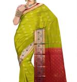 Embellished Kanjivaram Silk Blend Saree  (Multicolor, Yellow, pink)