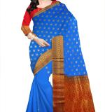 : Golden zari Butta with blouse piece for womens Blue