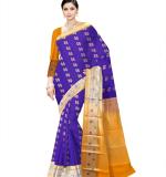 : Saree with Patterned Weave  (Blue&Gold)