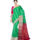 Woven Kanjivaram Cotton Silk Saree  (Green)