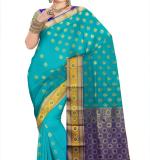 :   Woven Kanjivaram Cotton Silk Saree  (Green & Blue )
