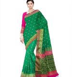:   Woven Kanjivaram MOON Cotton Silk Saree  (Green & Pink)