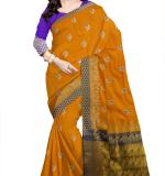Woven Kanjivaram Myrun Cotton Silk Saree  (Myrun & Blue)