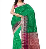 :   Woven  Cotton Soft  Saree (Green & Dark Pink)