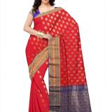 Woven  Cotton Soft  Saree (Red &Blue)